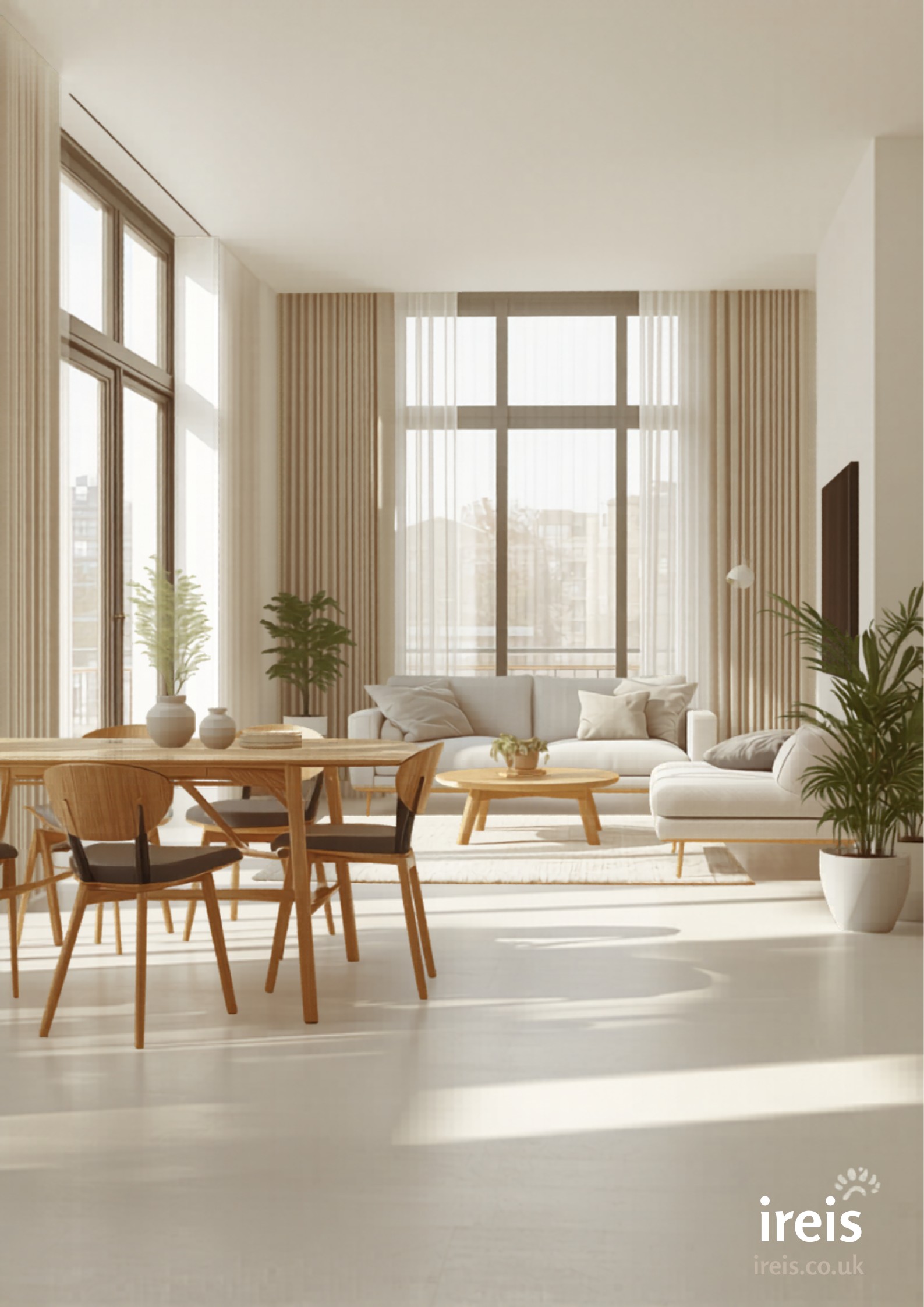Modern UK apartment interior bright and airy professional staging London new-build property IREIS Properties